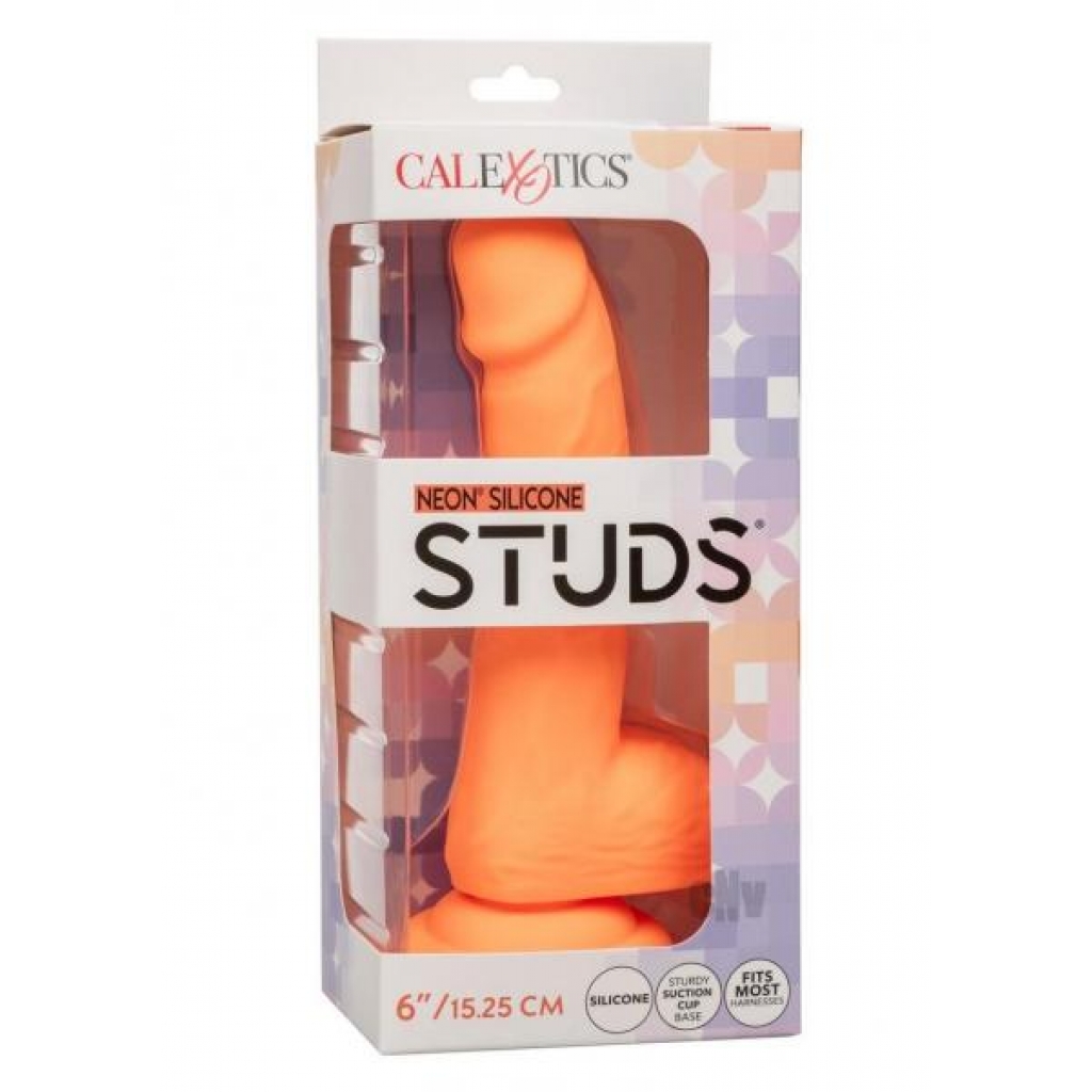 Neon Silicone Studs 6 Dildo Orange - Realistic Dildos & Dongs