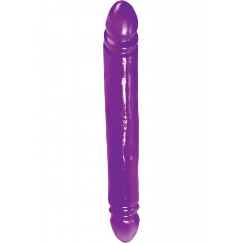 Reflective Gel Smooth Double Dong - 12 Inch Purple