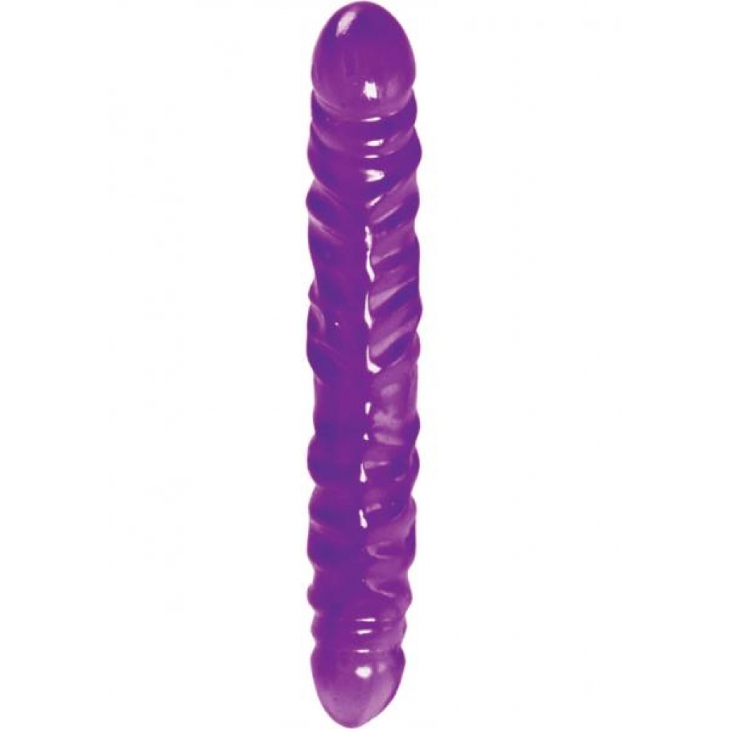 Reflective Gel Veined Double Dong 12 inches Purple - Double Dildos