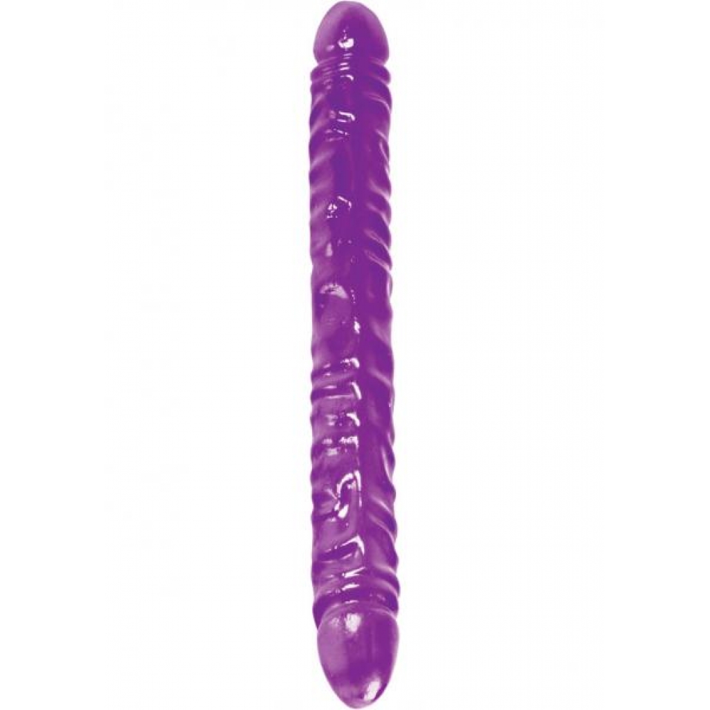 REFLECTIVE GEL SERIES VEINED DOUBLE DONG 18 INCH PURPLE - Double Dildos