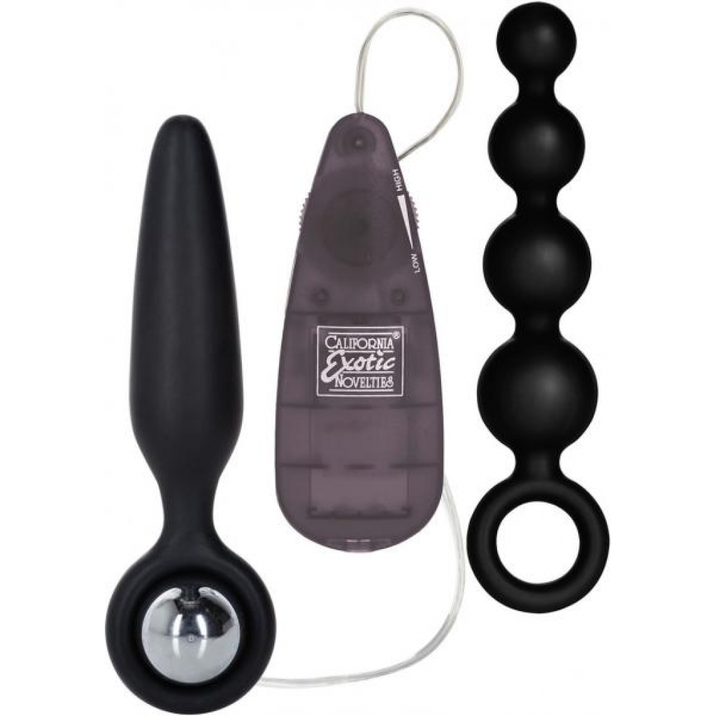 Booty Call Booty Vibro Kit Silicone Remote Control Anal Probes Black 2Each - Anal Probes