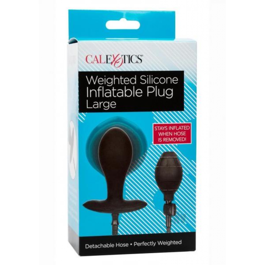 Weighted Silicone Inflate Plug Lg Black - Anal Plugs