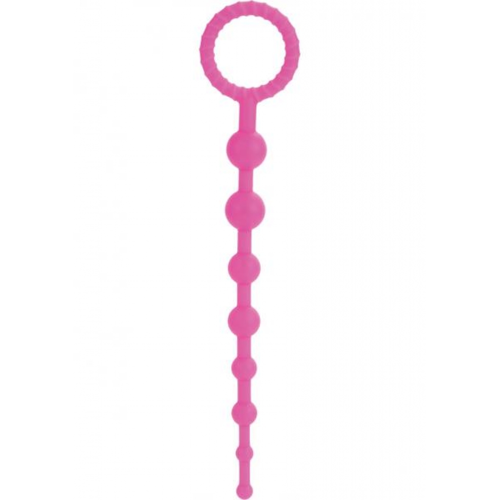 Booty Call X-10 Silicone Anal Beads Pink 8 Inch - Anal Beads