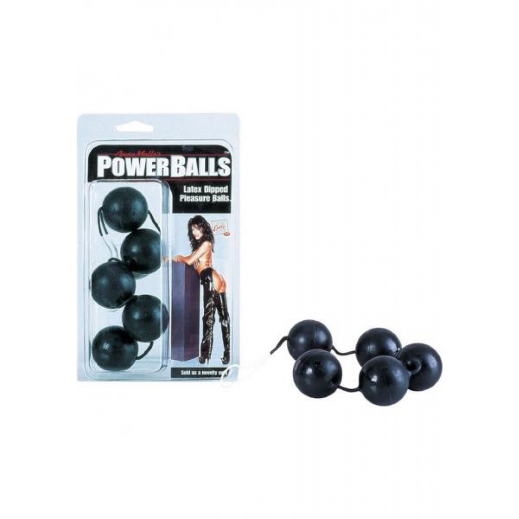 Anna Malles Power Balls Latex Dipped Weighted Pleasure Balls 1.25 Inch - Black - Anal Beads