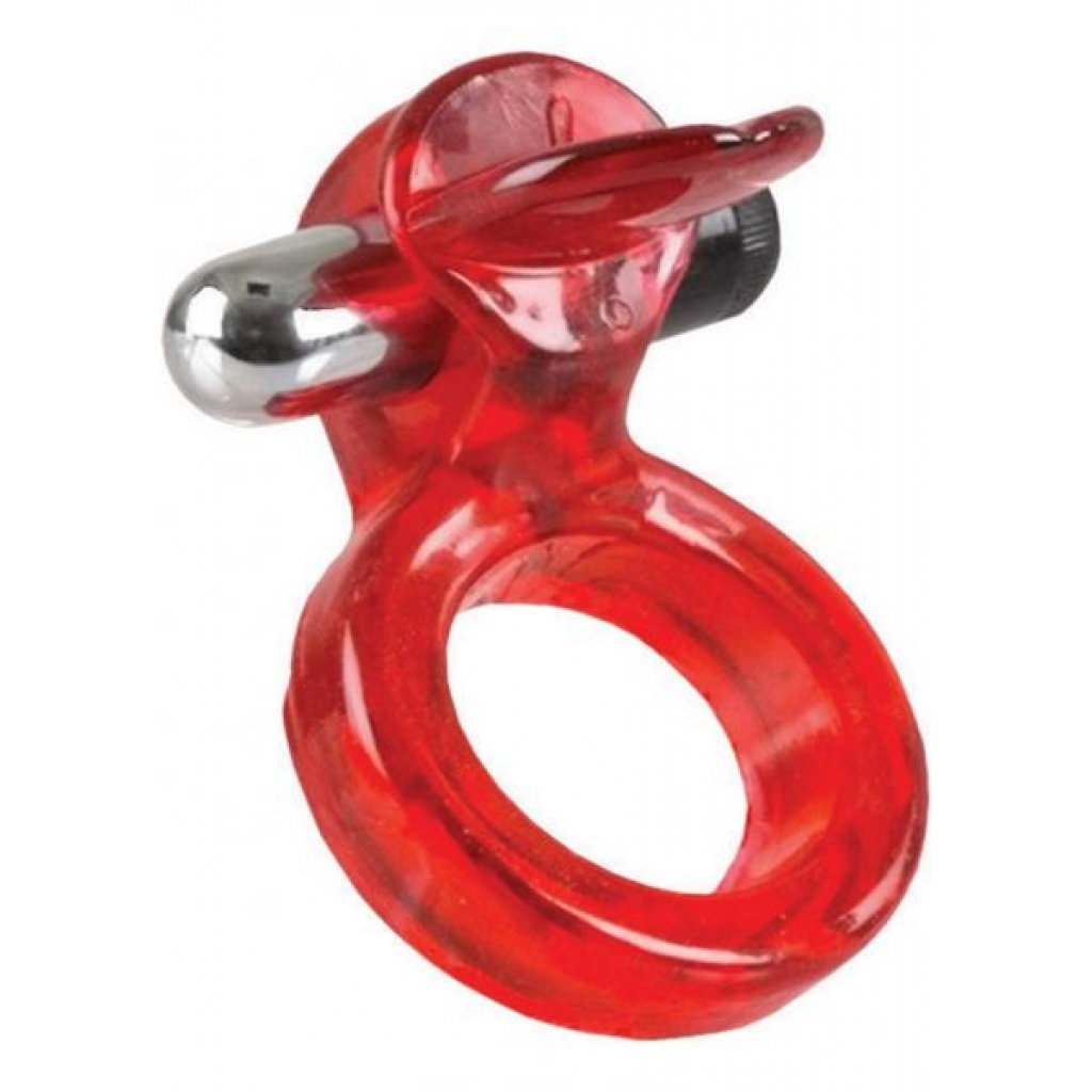 Clit Flicker With Wireless Stimulator - Red - Couples Vibrating Penis Rings