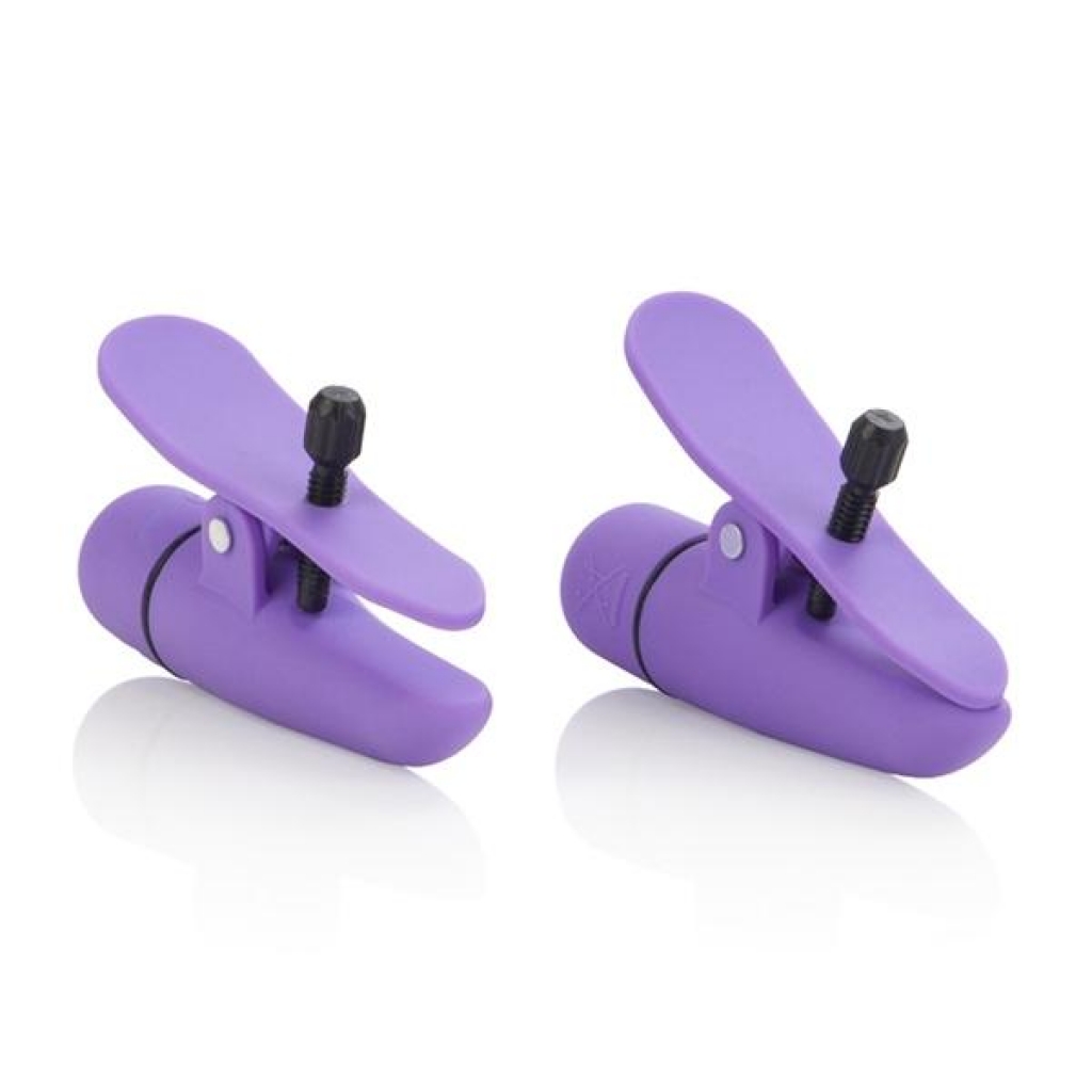 Vibrating Nipple Clamps - Purple