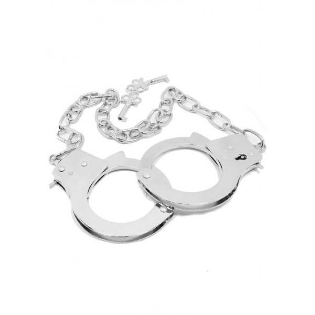 Chrome Hand Cuffs with 19 Inch Chain - Handcuffs