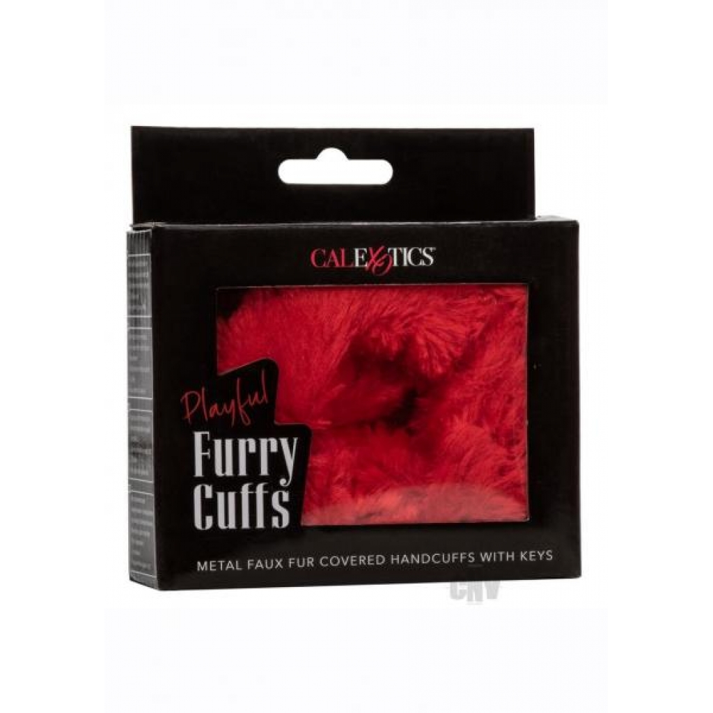 Playful Furry Cuffs Red - Handcuffs