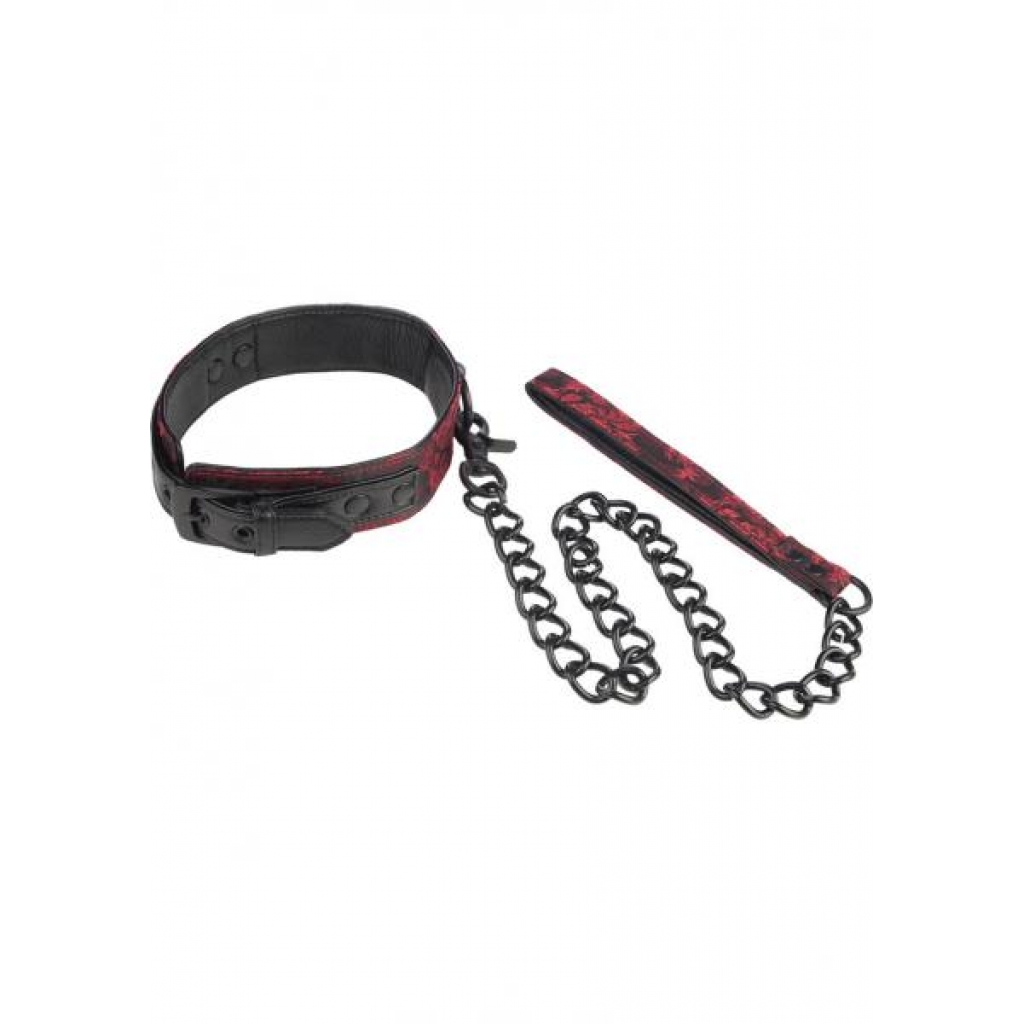 Scandal Collar With Leash Red/Black - Collars & Leashes