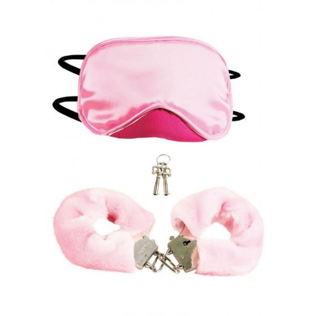 Pleasure Cuffs with Satin Mask - Pink