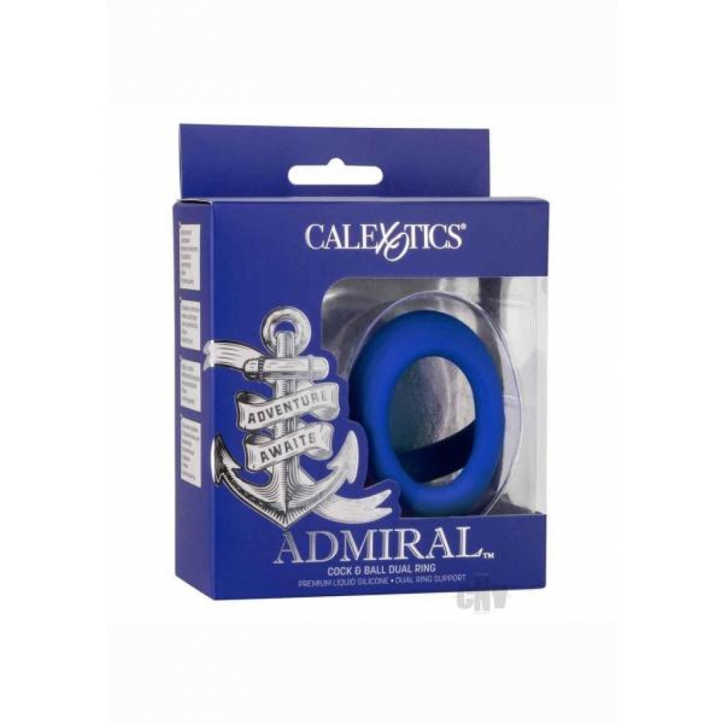 Admiral Cock And Ball Dual Ring Blue - Adjustable & Versatile Penis Rings