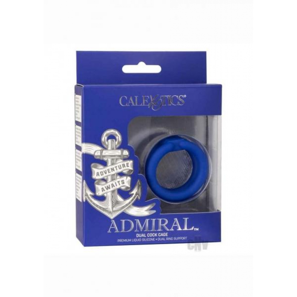 Admiral Dual Cock Cage Blue - Couples Vibrating Penis Rings