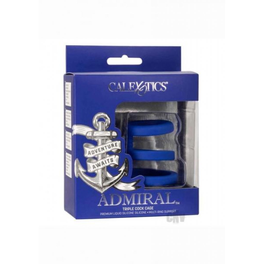 Admiral Triple Cock Cage Blue - Chastity & Cock Cages