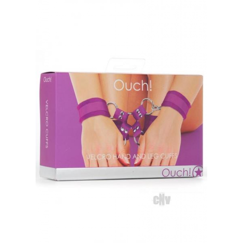 Ouch Velcro Hand/leg Cuffs Purple - Handcuffs