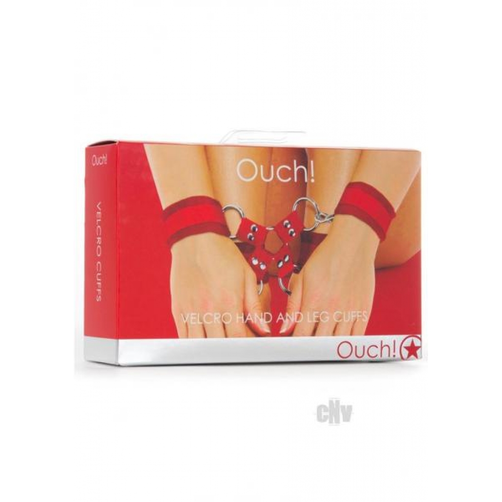 Ouch Velcro Hand/leg Cuffs Red - Hogties