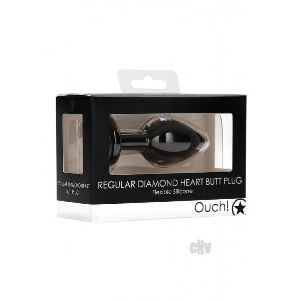 Ouch Diamond Heart Butt Plug Reg Black - Anal Plugs