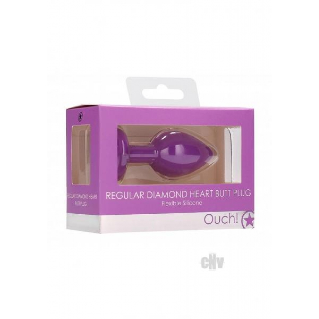 Ouch Diamond Heart Butt Plug Reg Purple - Anal Plugs