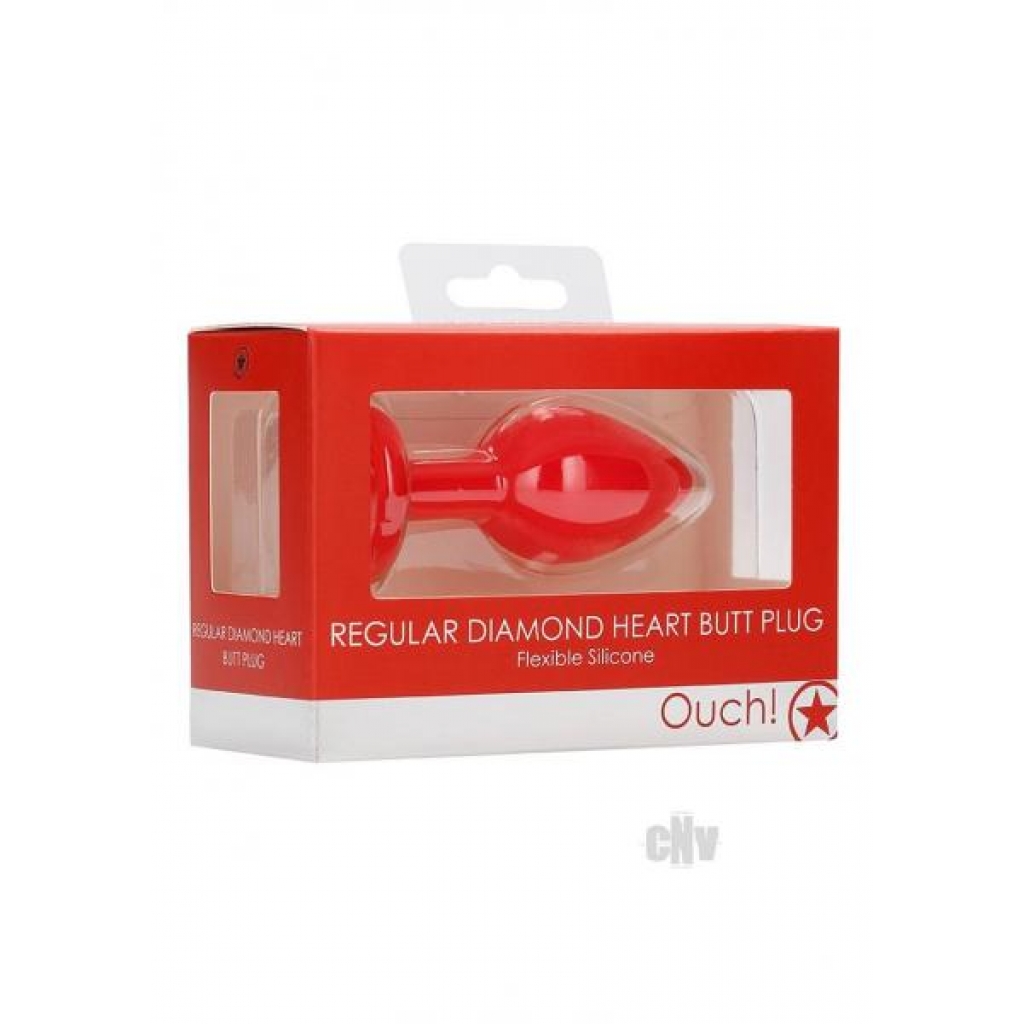 Ouch Diamond Heart Butt Plug Reg Red - Anal Plugs