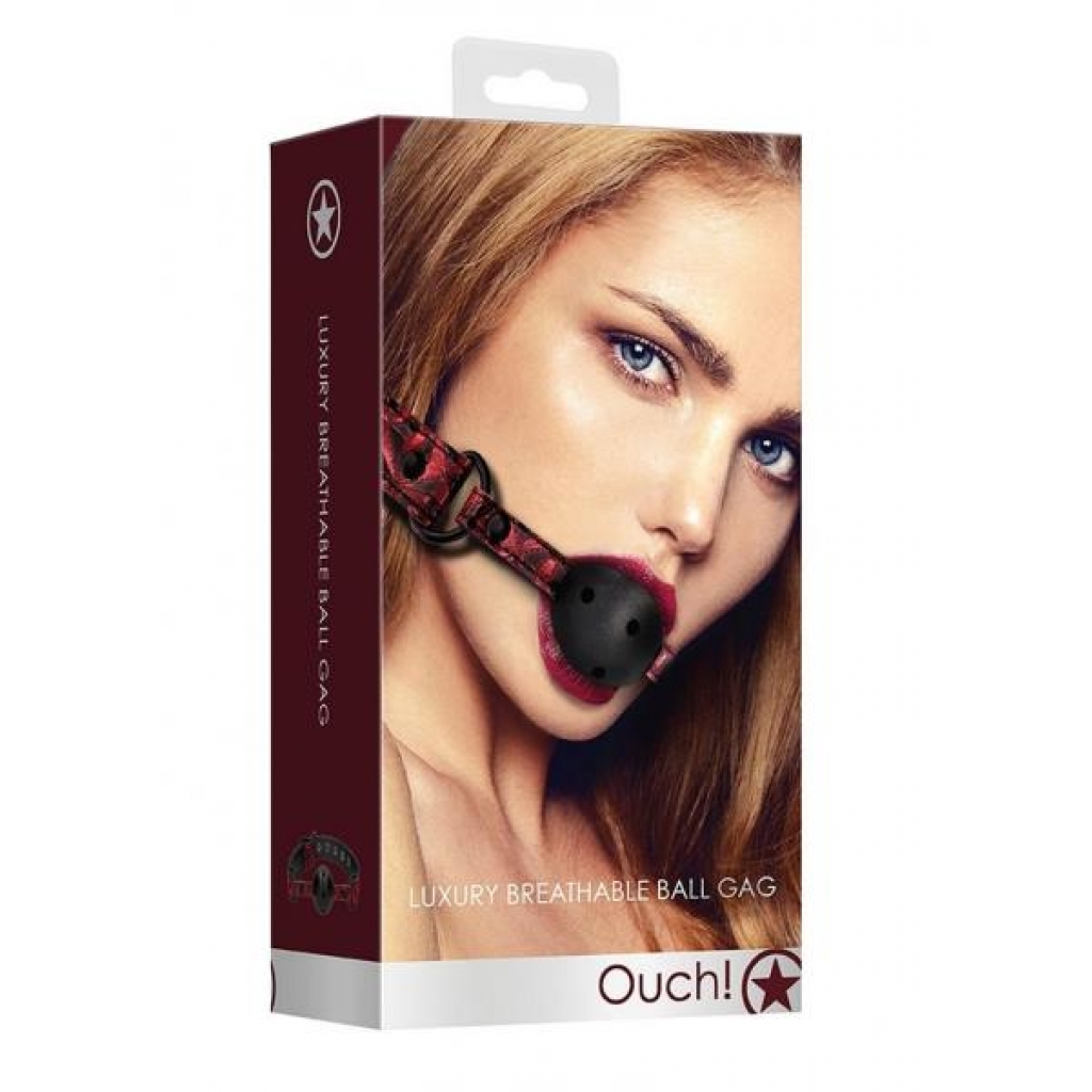 Ouch Luxury Breathable Ball Gag - Burgundy