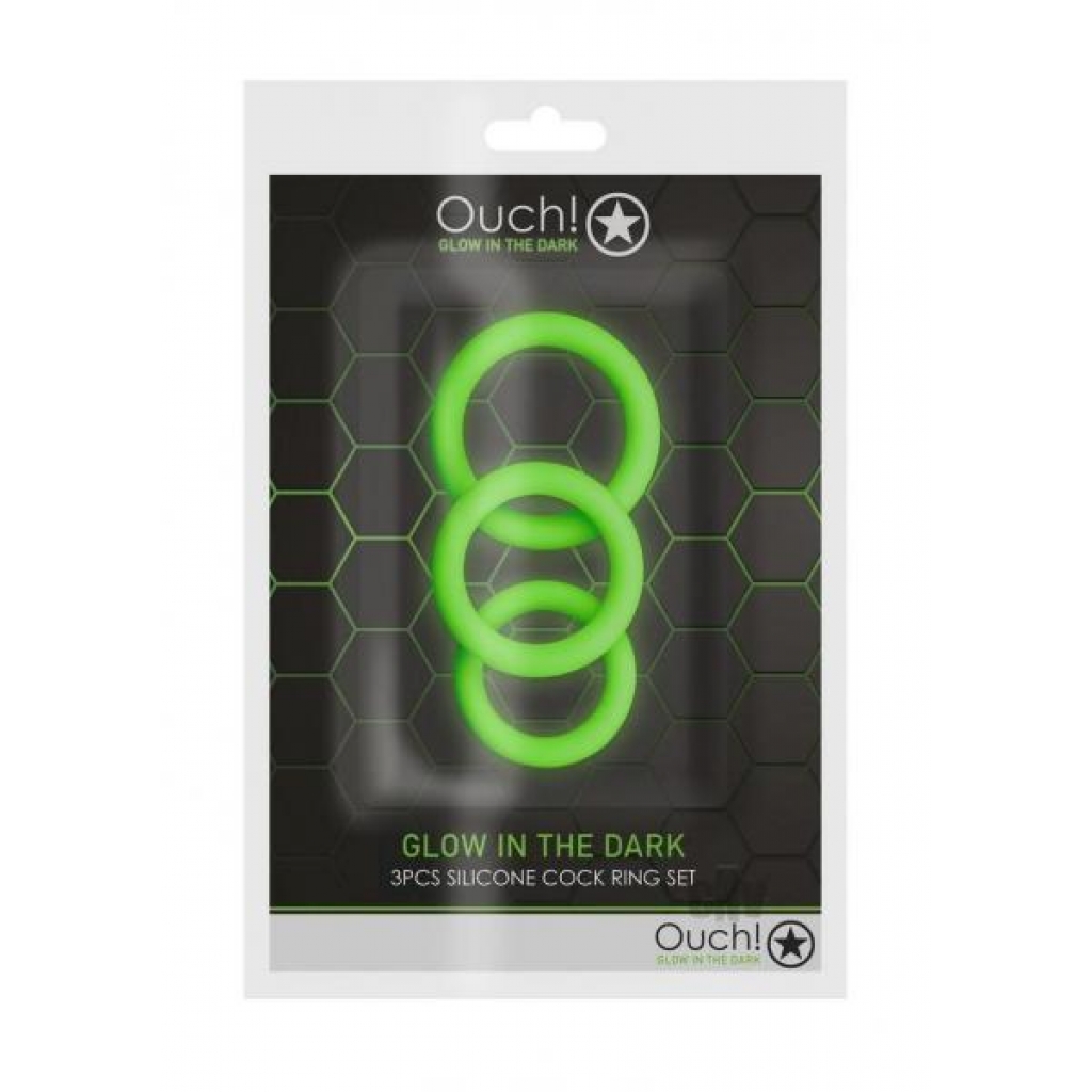 Ouch Cock Ring Set 3pc Gitd - Cock Ring Trios