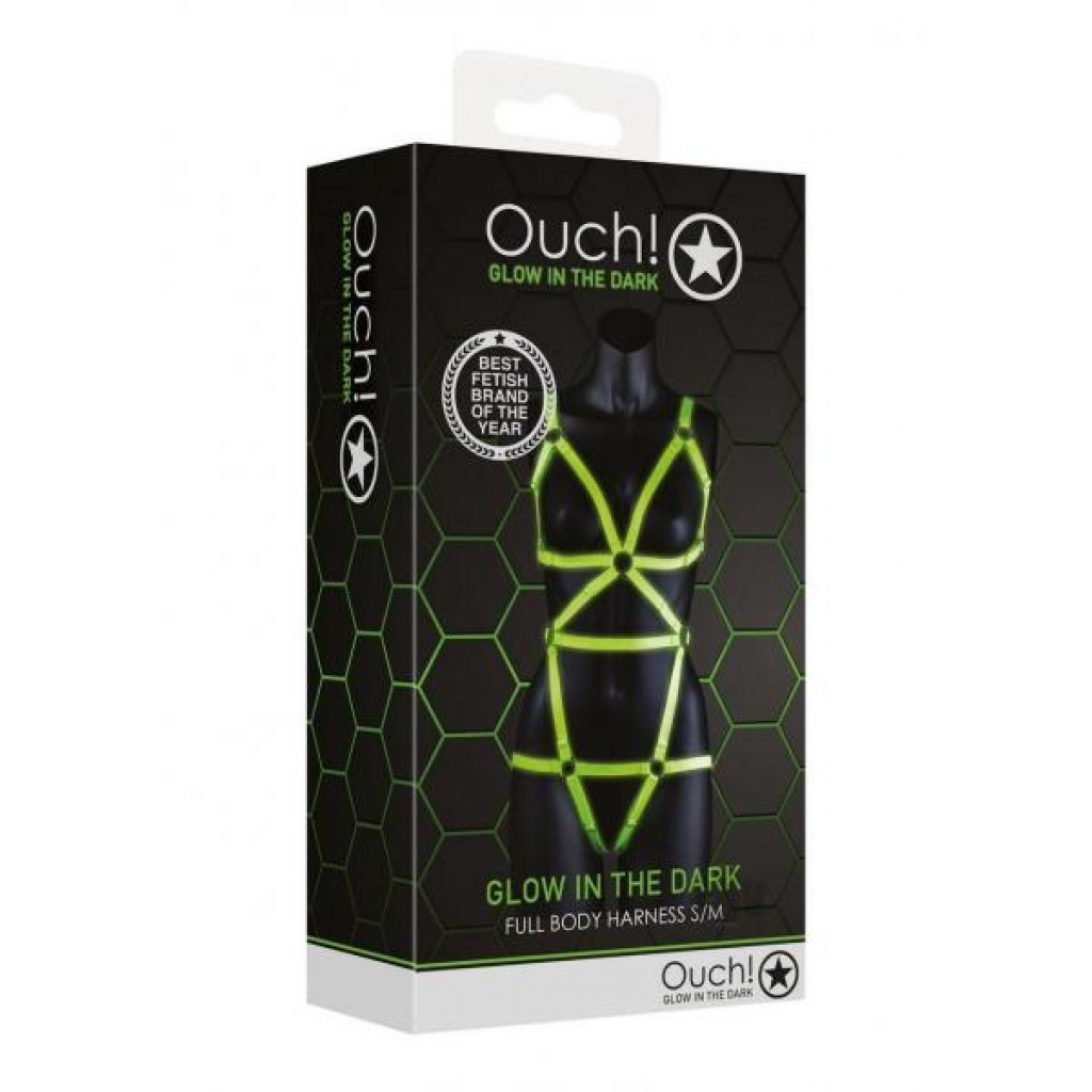 Ouch Full Body Harness S/m Gitd - Harnesses