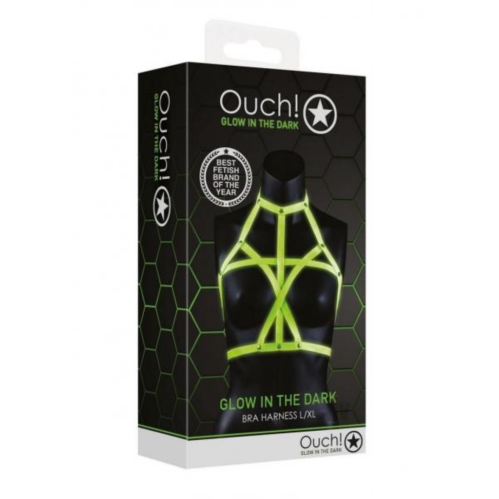 Ouch Bra Harness Gitd L/xl - Fetish Clothing