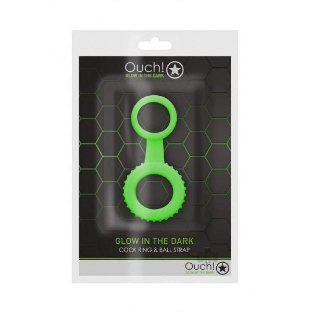 Ouch Cock Ring Ball Strap Gitd - Mens Cock & Ball Gear