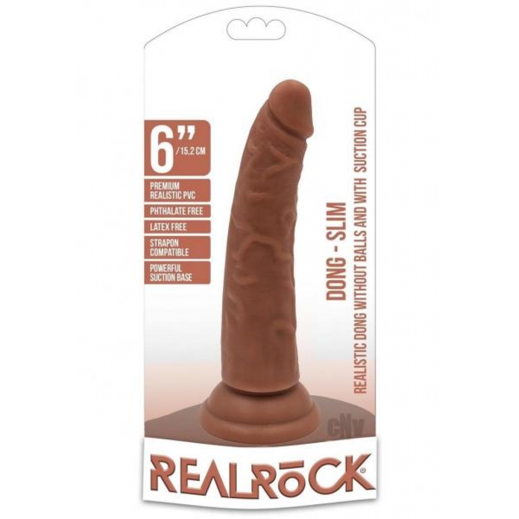 Realrock Slim Dildo Without Balls 6 Tan - Realistic Dildos & Dongs