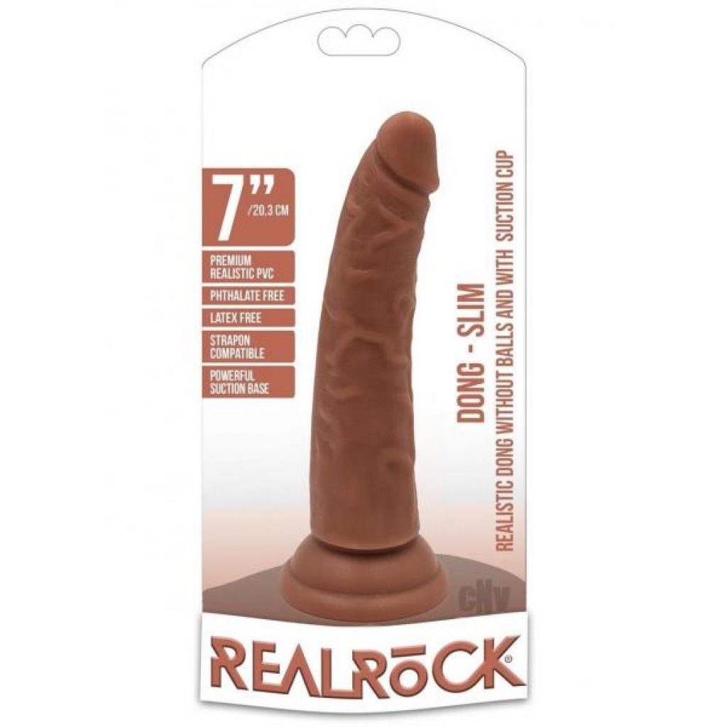 Realrock Slim Dildo Without Balls 7 Tan - Realistic Dildos & Dongs