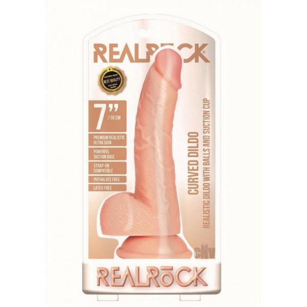 Realrock Curved W/balls 7 Vanilla - Realistic Dildos & Dongs