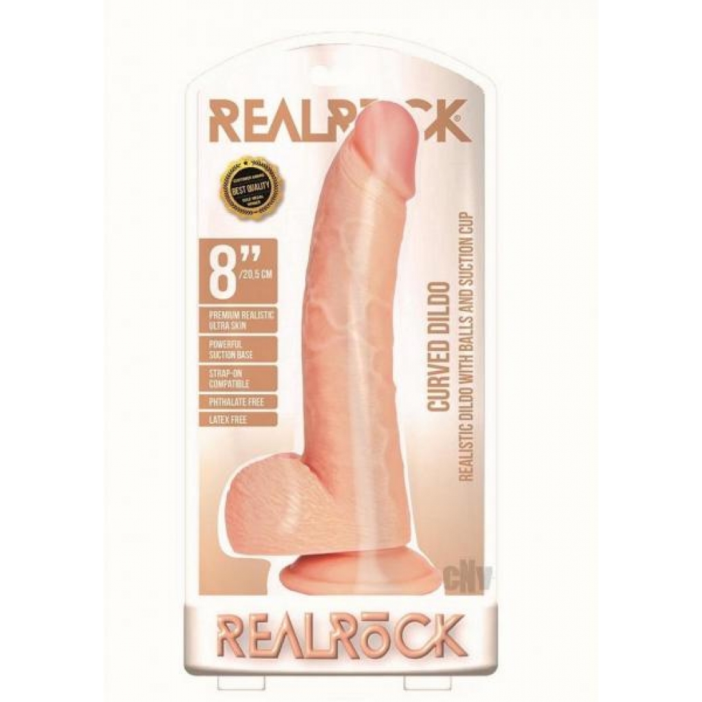 Realrock Curved W/balls 8 Vanilla - Realistic Dildos & Dongs