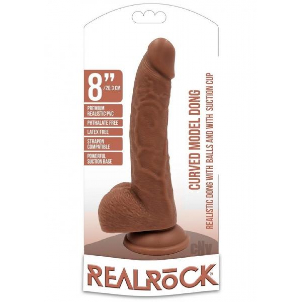 Realrock Curved Dildo W/balls 8 Tan - Realistic Dildos & Dongs