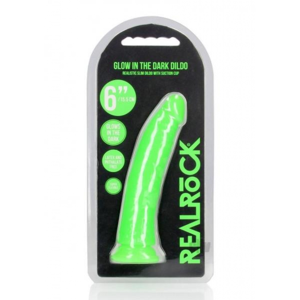 Realrock Slim Dildo 6 Gitd Green - Realistic Dildos & Dongs