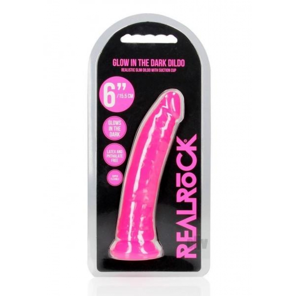 Realrock Slim Dildo 6 Gitd Pink - Realistic Dildos & Dongs