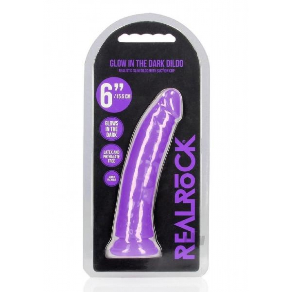 Realrock Slim Dildo 6 Gitd Purple - Realistic Dildos & Dongs