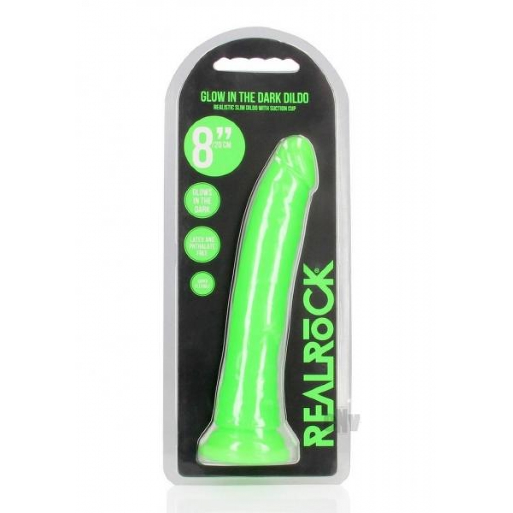 Realrock Slim Dildo 8 Gitd Green - Realistic Dildos & Dongs