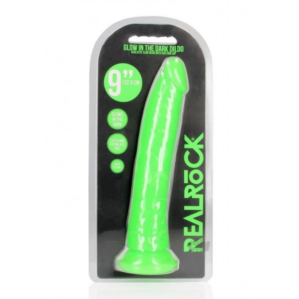 Realrock Slim Dildo 9 Gitd Green - Realistic Dildos & Dongs