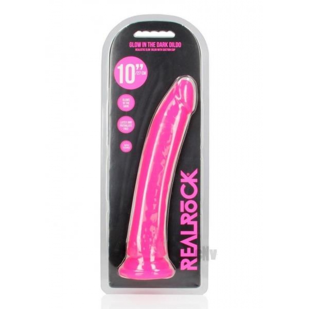 Realrock Slim Dildo 10 Gitd Pink - Realistic Dildos & Dongs