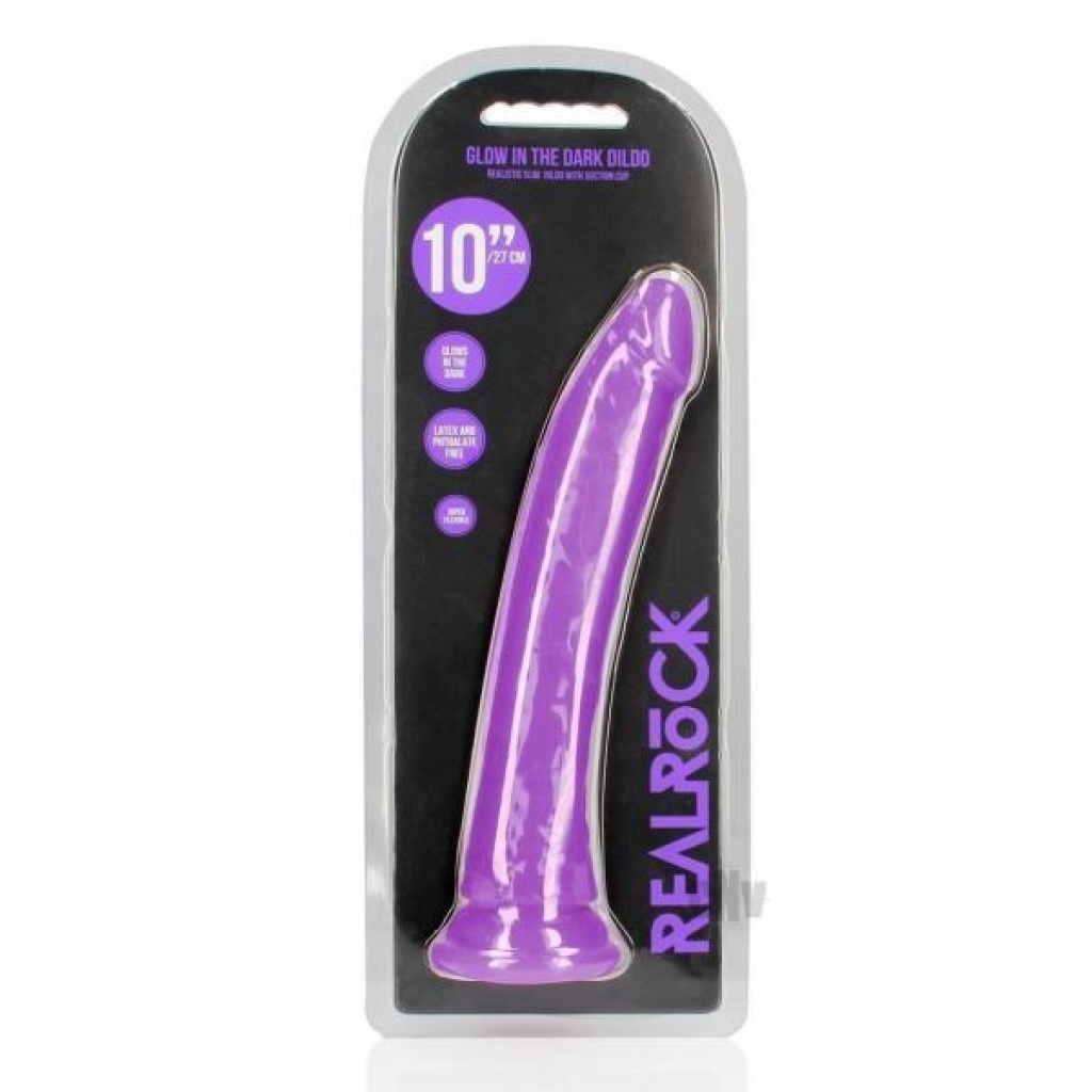 Realrock Slim Dildo 10 Gitd Purple - Realistic Dildos & Dongs