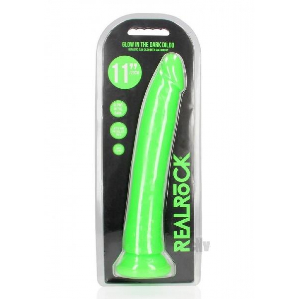 Realrock Slim Dildo 11 Gitd Green - Realistic Dildos & Dongs