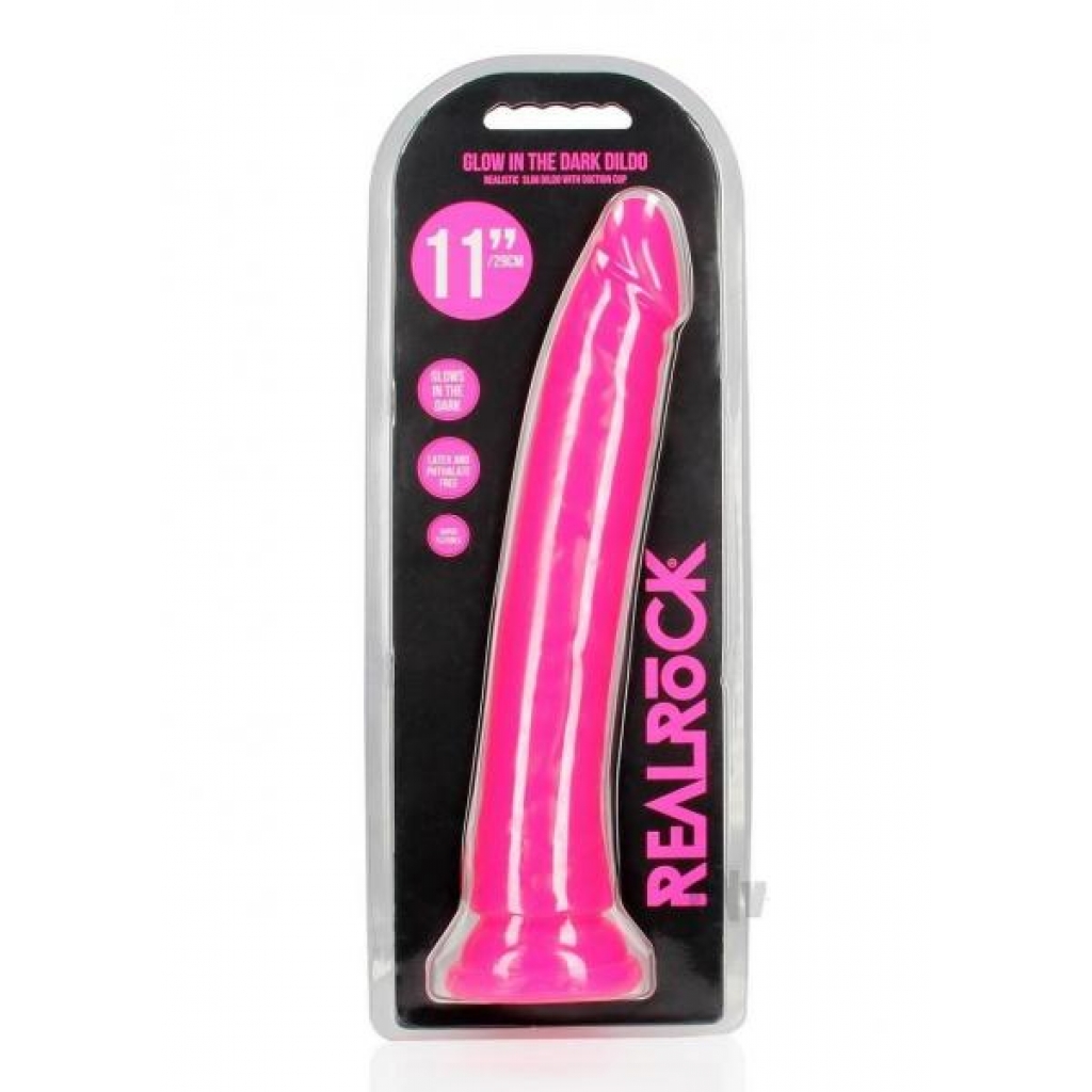 Realrock Slim Dildo 11 Gitd Pink - Realistic Dildos & Dongs