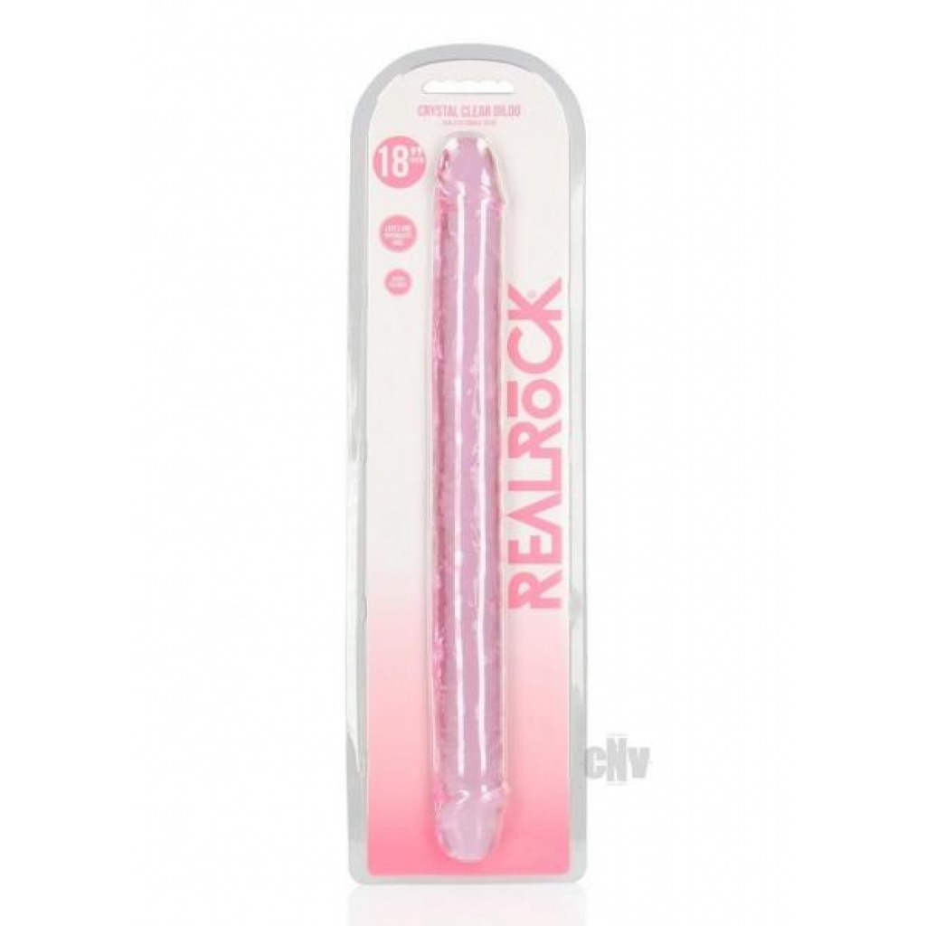 Realrock Crystal Clear Dbl Dong 18 Pnk - Double Dildos