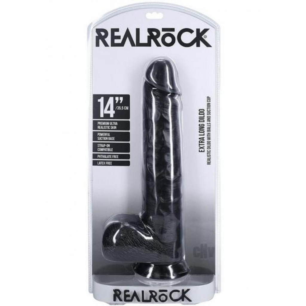 Realrock Xl Straight W Balls 14 Black - Extreme Dildos