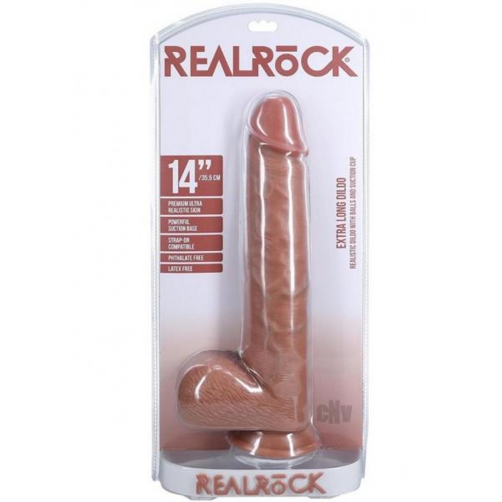 Realrock Xl Straight W Balls 14 Tan - Extreme Dildos