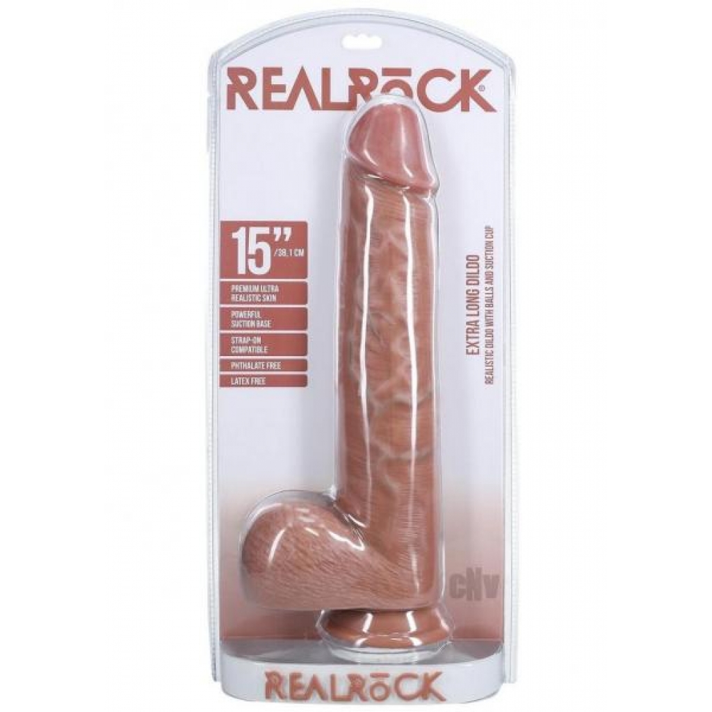 Realrock Xl Straight W Balls 15 Tan - Extreme Dildos