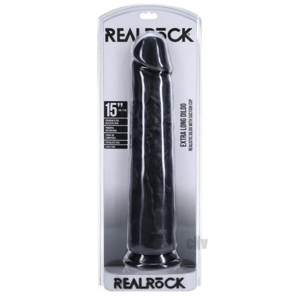 Realrock Xl Straight 15 Black - Extreme Dildos