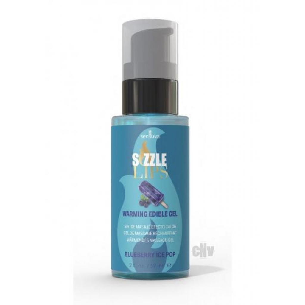 Sizzle Lips Warming Gel Blueberry 2oz - Lickable Body