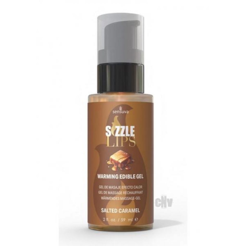 Sizzle Lips Warming Gel Salt Caramel 2oz - Lickable Body