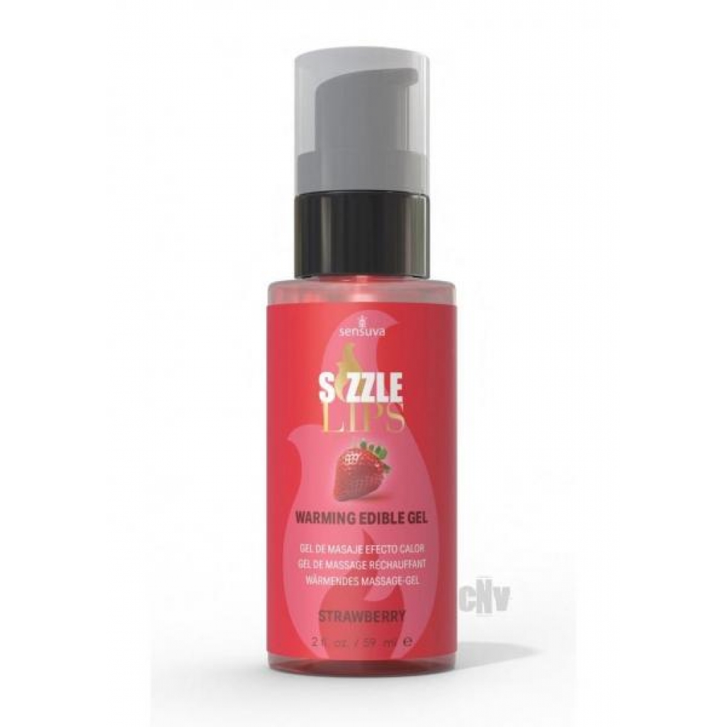 Sizzle Lips Warming Gel Strawberry 2oz - Lickable Body