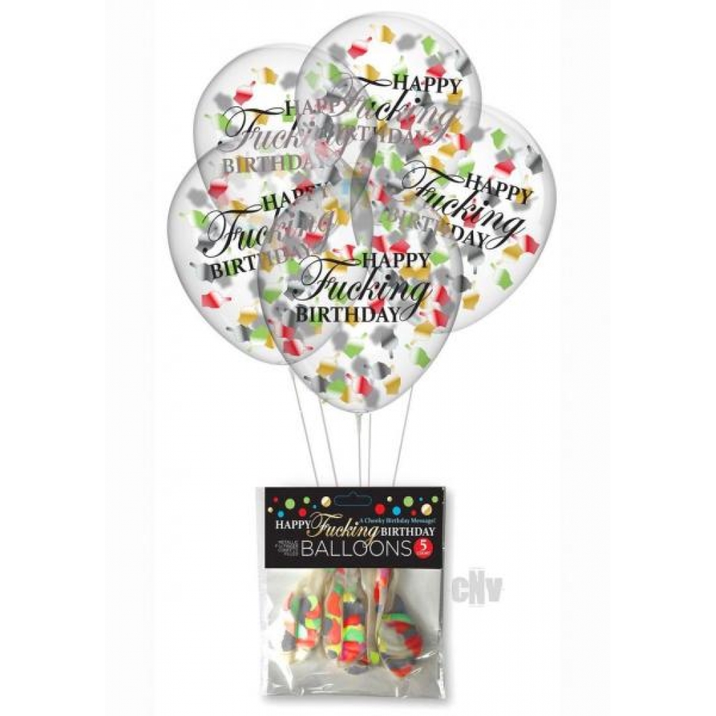 Happy Fn Birthday Confetti Balloons 5pk - Serving Ware